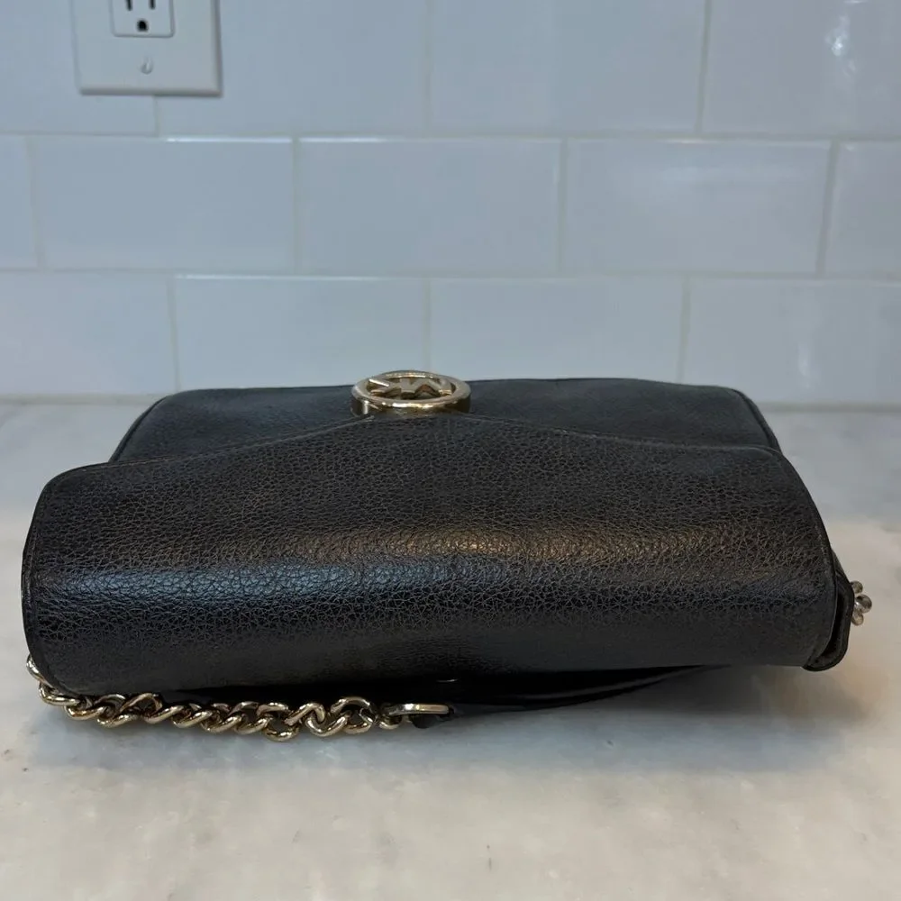 Michael Kors Bag Crossbody Purse Handbag Vanna Medium Pebbled Leather Chain Bag